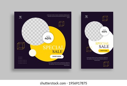 Creative modern Set sosial Media post and story design template for promotion, internet ads. Vector.