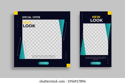 Creative modern Set sosial Media post and story design template for promotion, internet ads. Vector.
