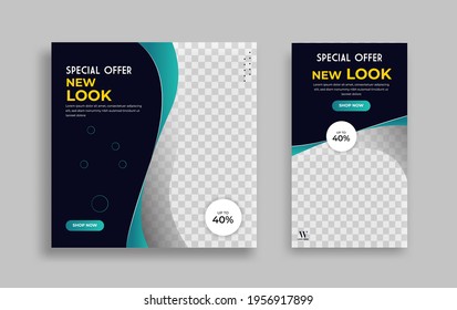 Creative modern Set sosial Media post and story design template for promotion, internet ads. Vector.