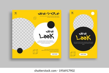 Creativo y moderno Set de publicación de medios sociales y plantilla de diseño de historias para promoción, anuncios en internet. Vector.