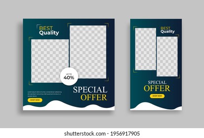 Creative modern Set sosial Media post and story design template for promotion, internet ads. Vector.