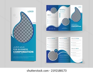 Creative and modern shape corporate business marketing agency vector promotion trifold brochure design template