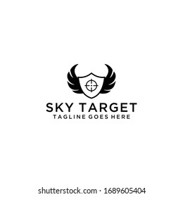 Creative modern shield with wings sign logo design template.