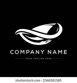 Logo Creativo Moderno De Barco. Logo en blanco y negro. Usable para logotipos de empresas. Elemento de plantilla de diseño de logotipo de vectores planos