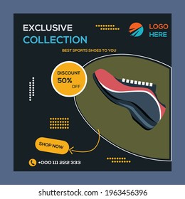 Creative modern shoe exclusive collection social media post design 