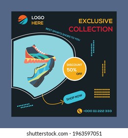 Creative modern shoe exclusive collection social media post design vector