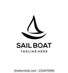 Creative modern Silhouette of Dhow logo design, Traditional Sailboat .