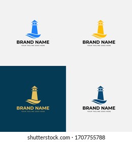 Creative modern simple lighthouse logo design vector graphic. lighthouse logo for business, organization or website. Beacon icon design template.