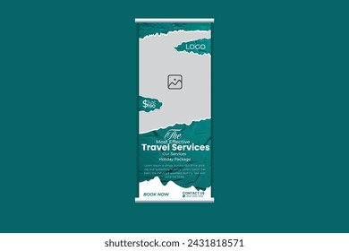 creative modern simple roll-up banner for travel explore the world design