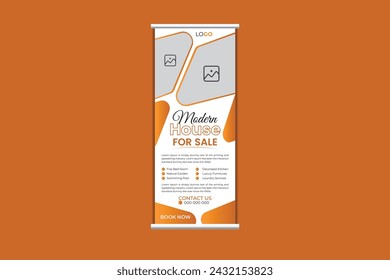 creative modern simple Roll-up banner design for house sale discount