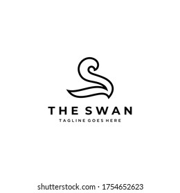 Creative modern simple Swan clean logo design template