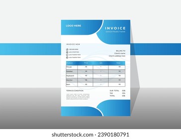 creative modern simple  vector invoice design template for business.
invoice design template with modern mockup.