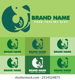 Creative Modern a small Letter Fish Logo with colorful Icon Vector Design Illustration