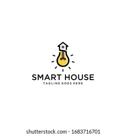 Casa moderna y creativa con diseño de logotipo de bombillas
