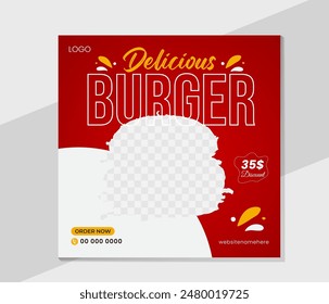 Creative Modern social media banner Design template with a food theme, perfect for a restaurant's promotional on social media.
