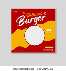 Creative Modern social media banner Design template with a food theme, perfect for a restaurant's promotional on social media.