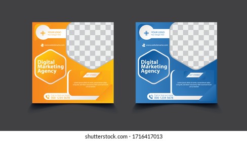 Creative and Modern Social media post template design. Corporate and business social media post banner with Square size.