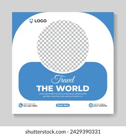 Creative modern social media post banner or square flyer design template for travel holiday vacation