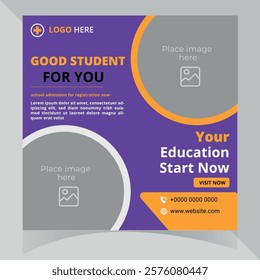 Creative and modern social media post design focused on student education, highlighting learning and growth. Perfect for educational campaigns and online engagement . Thank You