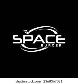 Creative Modern Space Burger Logo. Black and White Logo. Usable for Business Logos. Flat Vector Logo Design Template Element