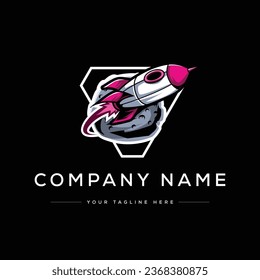 Logotipo de espacio moderno creativo. Logo en blanco y negro. Usable para logotipos de empresas. Elemento de plantilla de diseño de logotipo de vectores planos
