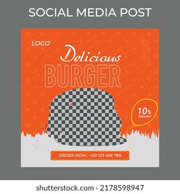 Creative Modern square Food menu and restaurant social media food post design Template Vector