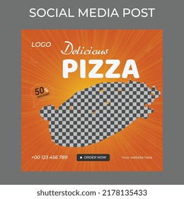 Creative Modern Square Social Media Food Post Design Template Vector