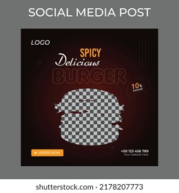 Creative Modern Square Social Media Food Post Design Template Vector