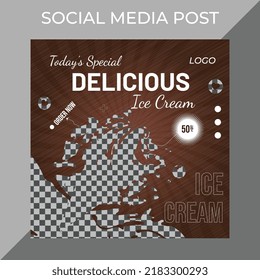 Creative Modern Square Social Media Food Post Design Template Vector 