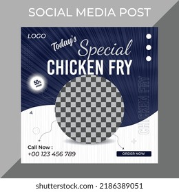 Creative Modern Square Social Media Food Post Design Template Vector
