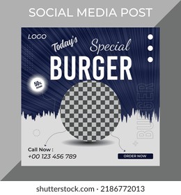 Creative Modern Square Social Media Food Post Design Template Vector
