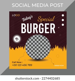 Creative Modern Square Social Media Food Post marketing social media post or web banner template design with abstract background, logo and icon. 
