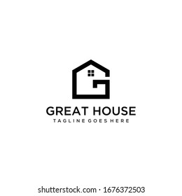 Creative modern style house with G sign logo design template