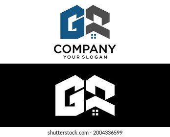 Casa de estilo moderno creativo con plantilla de diseño de logotipo de señas G,R. vector de diseño inicial del logotipo R G