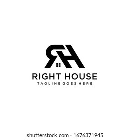 Creative modern style house with H,R sign logo design template