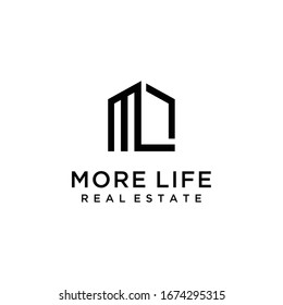 Creative Modern Style House WITH M,L Sign Logo Design Template