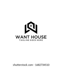 Creative modern style house with W sign logo design template