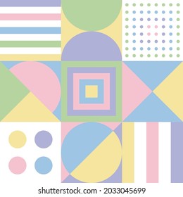 A creative modern style pattern illustration of colorful and various shapes.