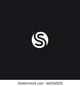 Creative modern stylish trendy circular shaped sports brands black and white color S initial based letter icon logo.