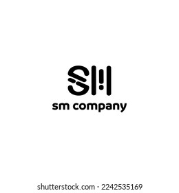 Creativo moderno y elegante diseño de un solo color artístico de color blanco y negro MS SM M S inicial de la letra logotipo del icono.