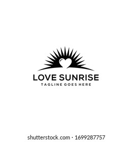 Creative modern Sun with heart sign logo design template