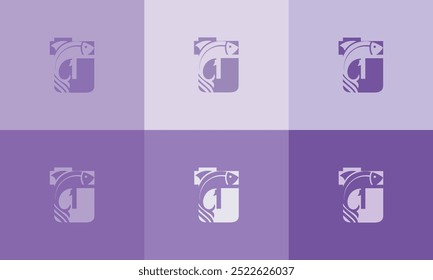 Creativo moderno T Icon Fish Logo con colorido Icon Vector 