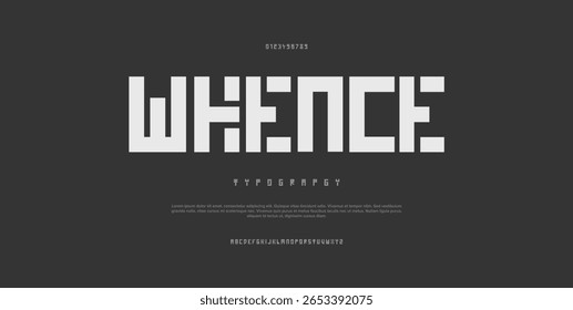 Fontes criativas e modernas do alfabeto de tecnologia. Tipografia abstrata esporte urbano, techno , moda, digital, futuro criativo logotipo fonte. ilustração vetorial