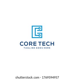 Creative modern technology with C sign vector logo data and technology 