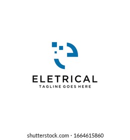 Creative modern technology E sign vector logo data and technology 