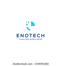 Creative modern technology with E sign vector logo data and technology