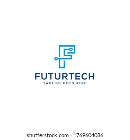 Creative modern technology with F sign vector logo data and technology 