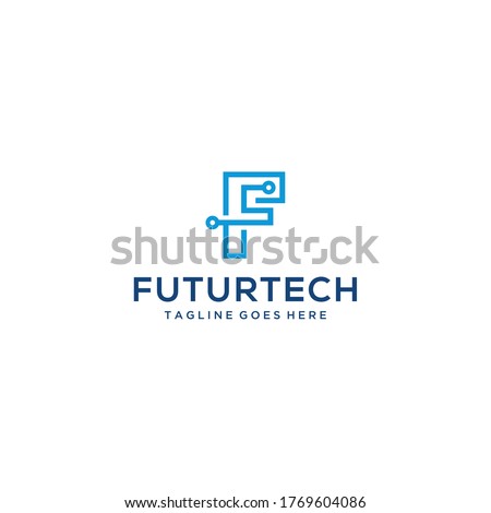 Creative modern technology with F sign vector logo data and technology 