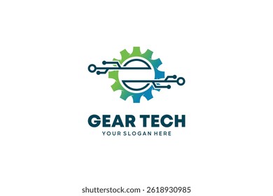 Plantilla de diseño de Ilustración vectorial de logotipo de engranaje de tecnología moderna creativa