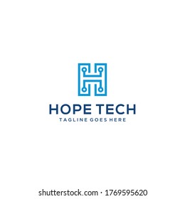 Creative modern technology with H sign vector logo data and technology 